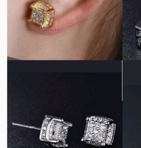 FASHION UNIQUE Jewelry - Men's women's Hip Hop 18K /Silver Princess Cut Whi FASHION UNIQUE Jewelry - Men's women's Hip Hop 18K /Silver Princess Cut Whi